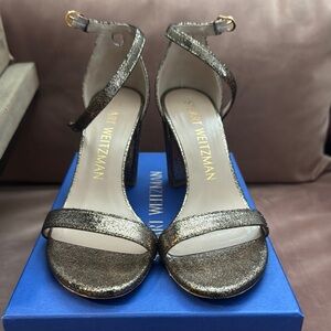 Stuart Weitzman Gold Leme Velvet Women's Heels size 8